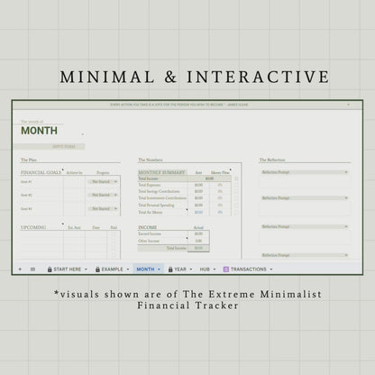 The Extreme Minimalist | Financial Tracker